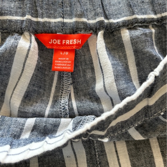 Joe Fresh Gray and White Striped Cropped Pants Linen/Cotton Blend Size L - Picture 4 of 6